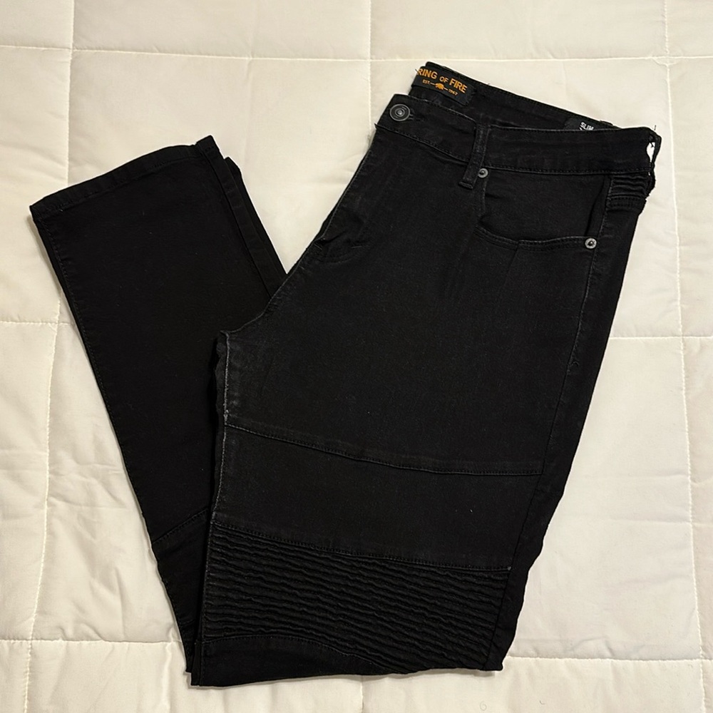 38x30 Men’s Ring of Fire Black Slim Fit Jeans